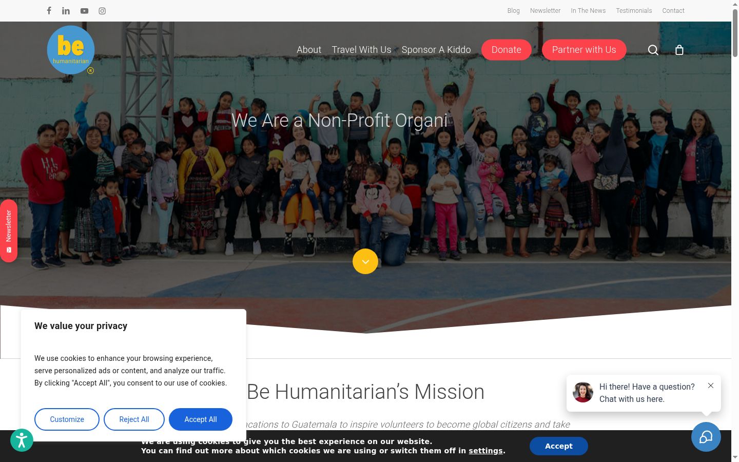 Screenshot of the consent banner shown before any interaction