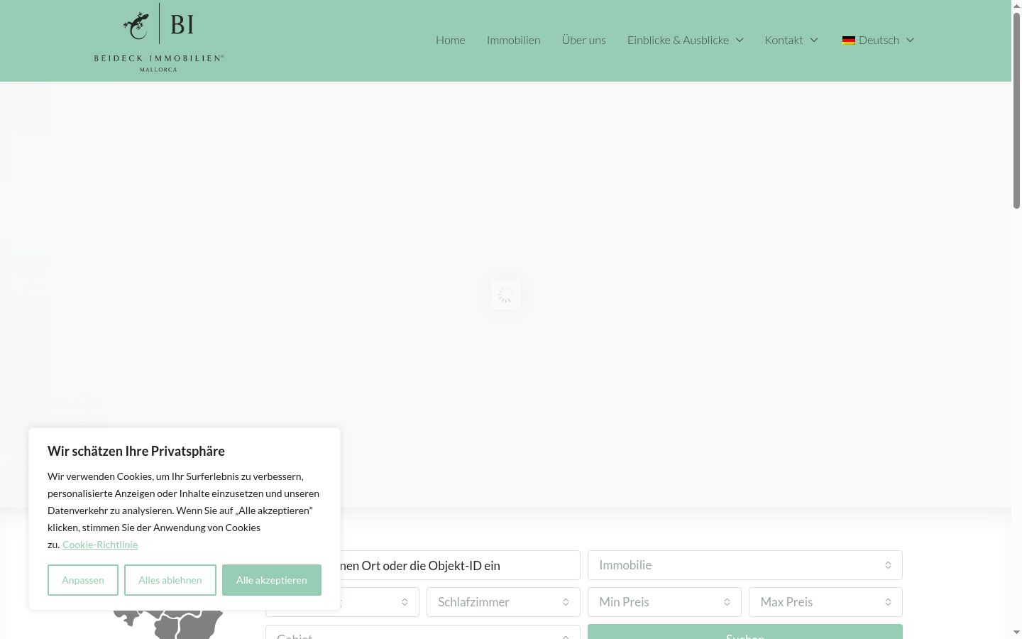 Screenshot del banner di consenso mostrato prima di qualsiasi interazione