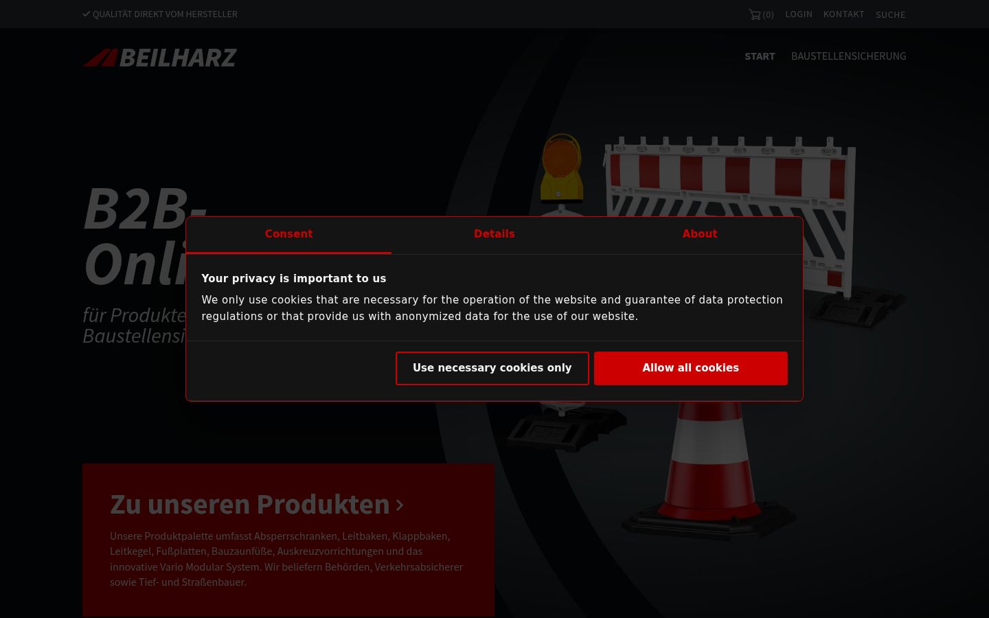 Screenshot del banner di consenso mostrato prima di qualsiasi interazione