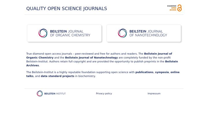 Screenshot of beilstein-journals.org
