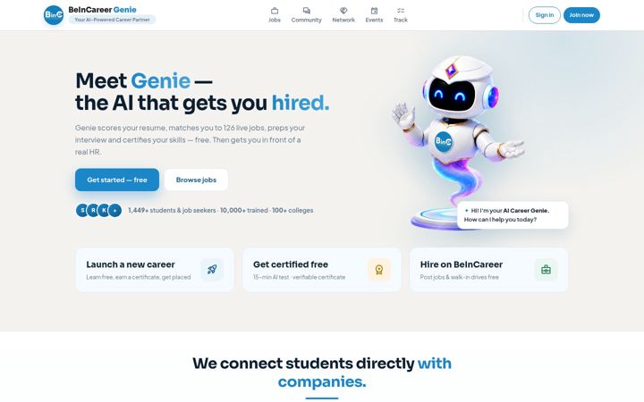 Screenshot of beincareer.in