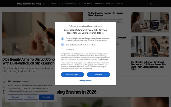 Screenshot of beingbeautifulandpretty.com