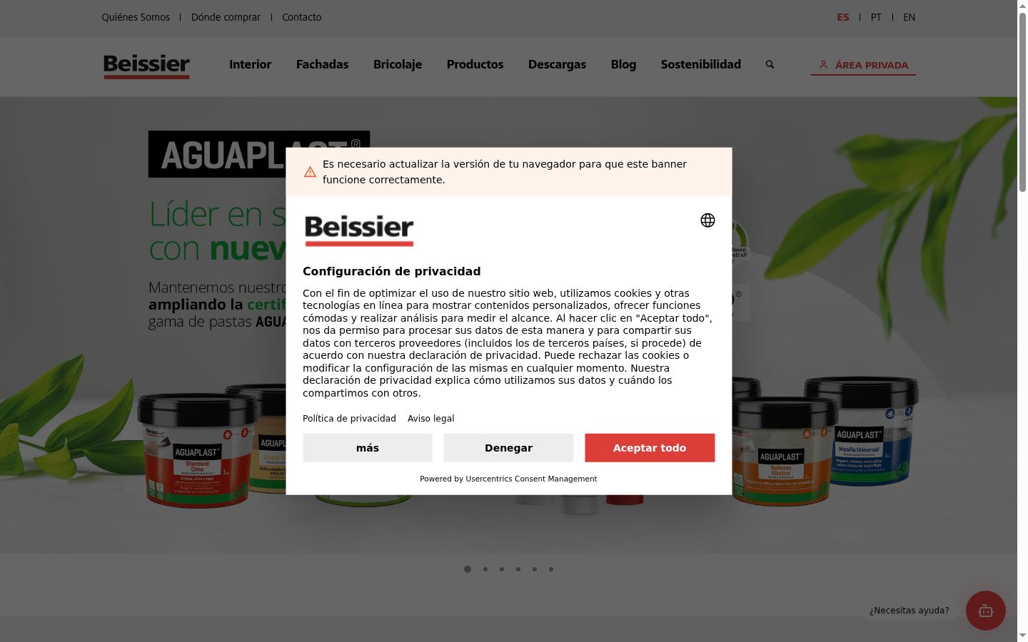 Screenshot van de toestemmingsbanner zoals getoond vóór enige interactie