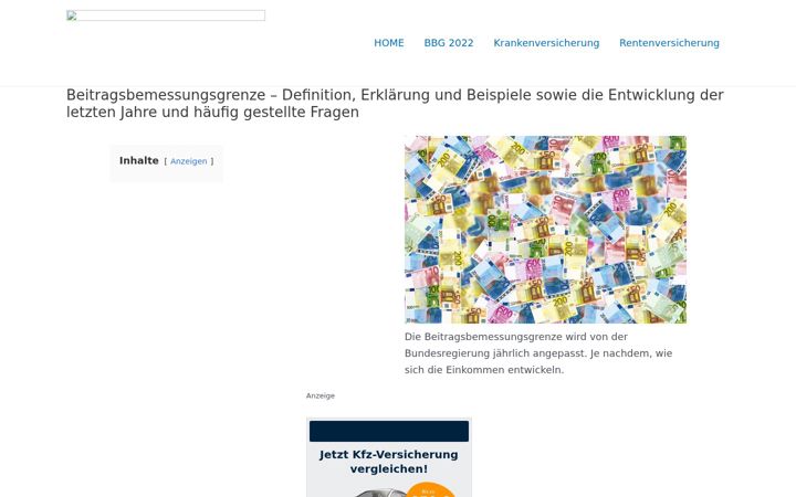 Screenshot of beitragsbemessungsgrenze-info.de