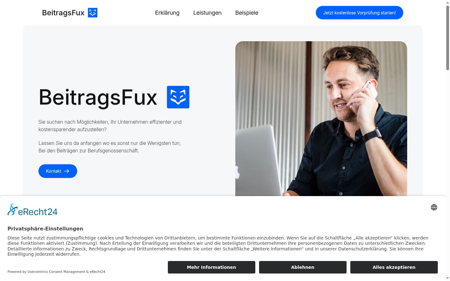 Captura de ecrã do banner de consentimento apresentado antes de qualquer interação