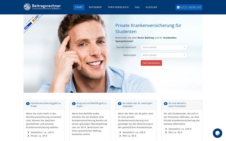 Screenshot of beitragsrechner-spkv.de