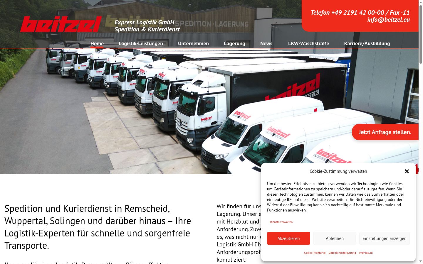 Screenshot des Einwilligungsbanners vor jeglicher Interaktion