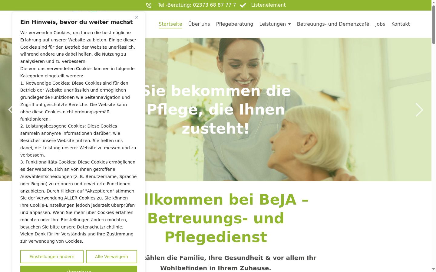 Ekrānuzņēmums ar piekrišanas baneri, kas tika rādīts pirms jebkādas mijiedarbības