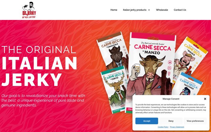 Screenshot of bejerkysnacks.com