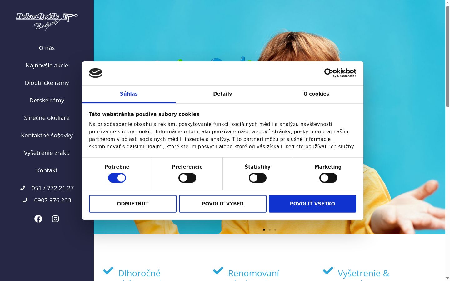 Captura de ecrã do banner de consentimento apresentado antes de qualquer interação