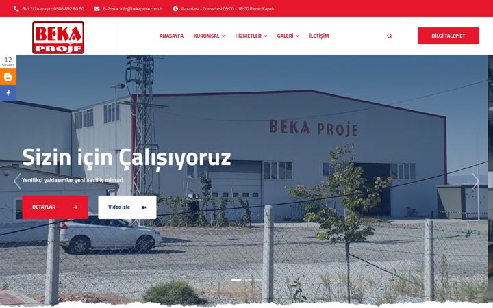 Screenshot of bekaproje.com.tr