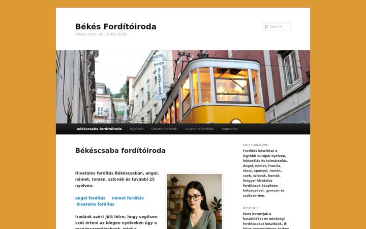 Screenshot di bekes-forditoiroda.hu