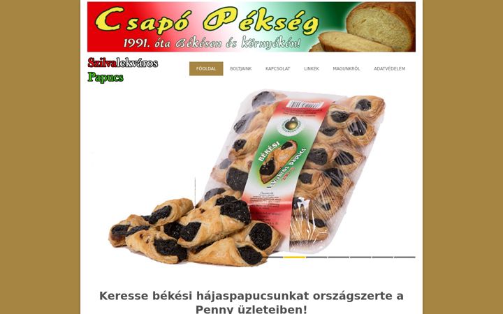 Screenshot di bekesilekvarospapucs.hu
