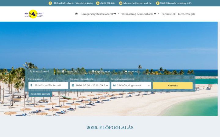 Screenshot of bekestourist.hu
