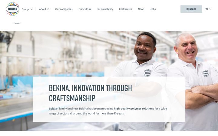 Screenshot ta' bekina-corporate.be