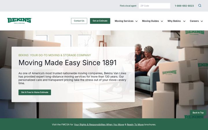 Screenshot of bekins.com