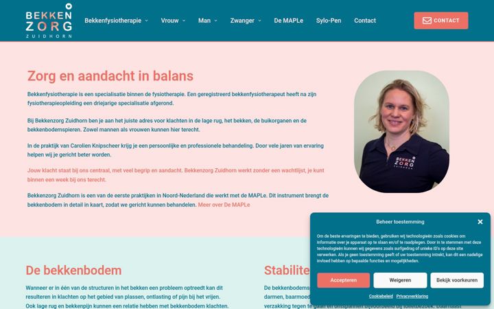 Screenshot of bekkenzorgzuidhorn.nl