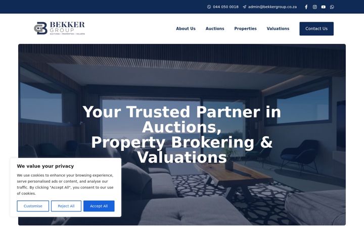 Ekraanipilt saidist bekkergroup.co.za
