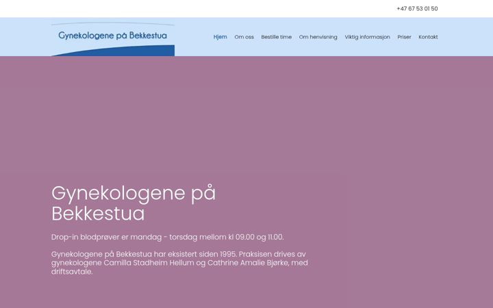 Screenshot of bekkestuagynekologene.no
