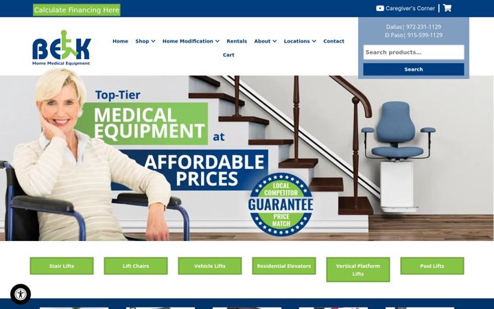 Screenshot of bekmedical.com