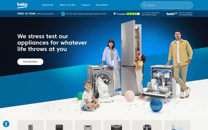 Screenshot of beko.co.uk