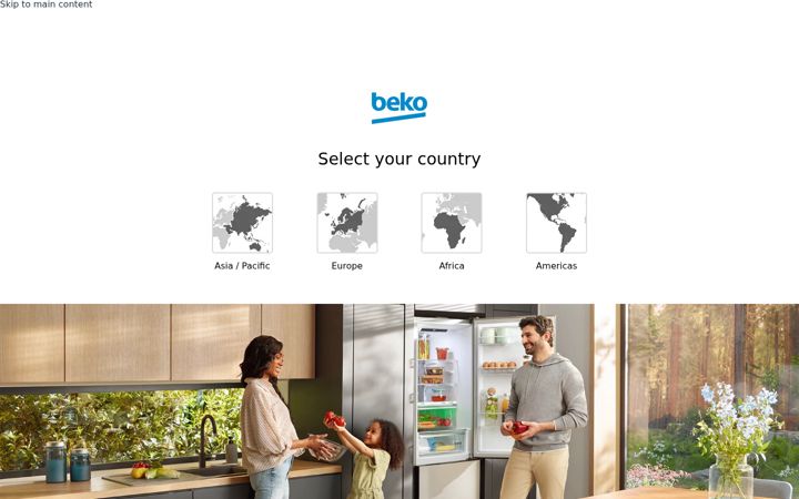 Skjámynd af beko.com