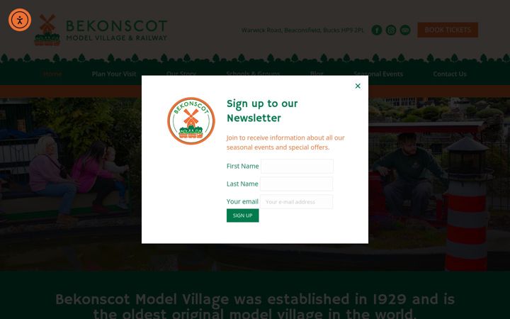 Screenshot of bekonscot.co.uk