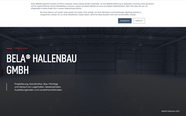Screenshot of bela-hallenbau.de