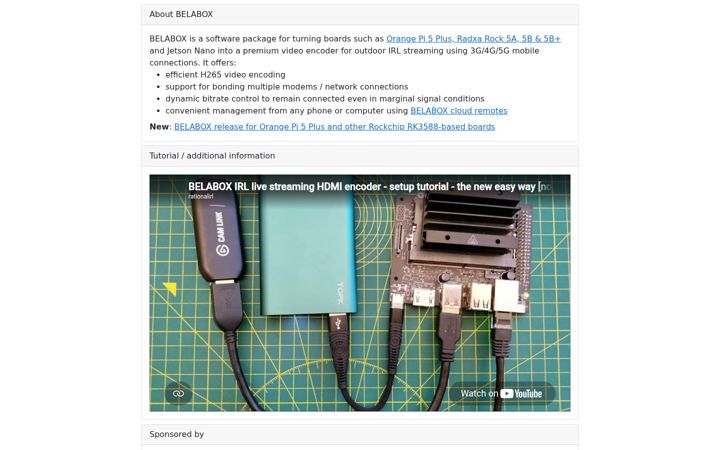 Screenshot of belabox.net