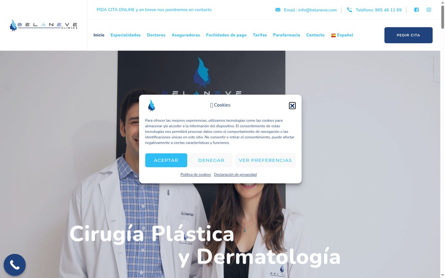 Captura de ecrã do banner de consentimento apresentado antes de qualquer interação