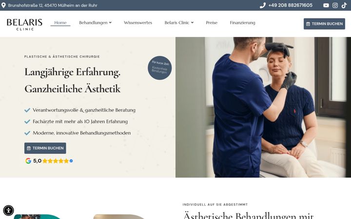 Screenshot of belaris.clinic