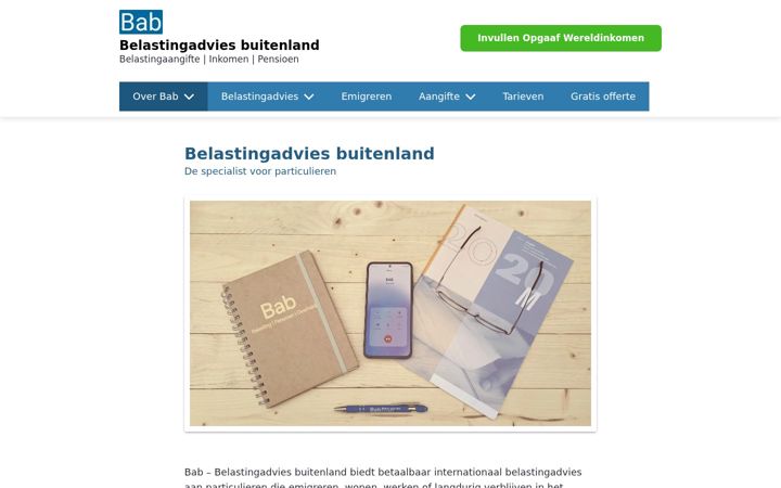 Ekraanipilt saidist belastingadviesbuitenland.nl