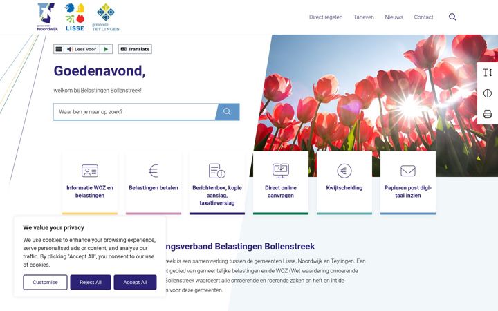 Screenshot of belastingenbollenstreek.nl