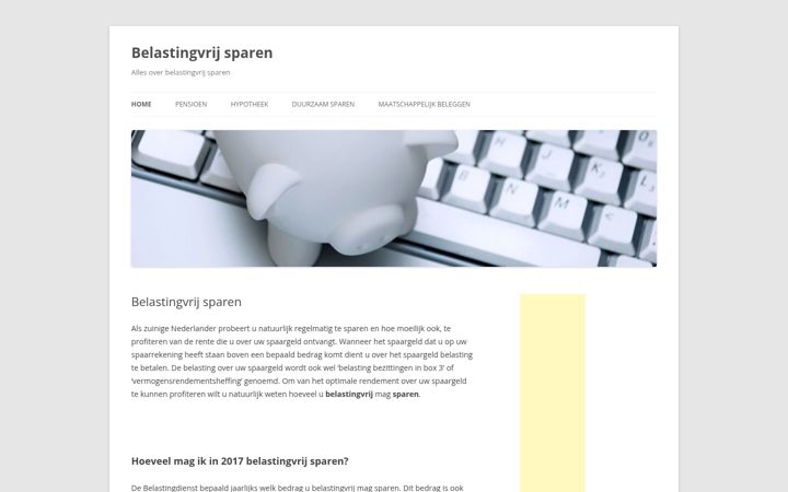 Screenshot of belastingvrij-sparen.nl