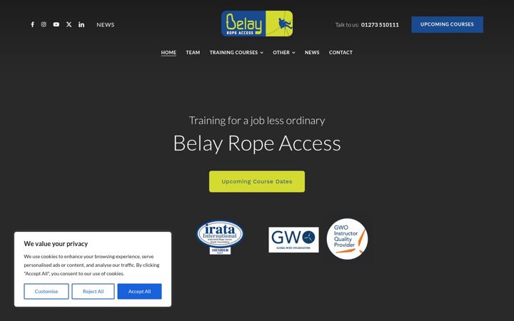 Screenshot of belayropeaccess.co.uk