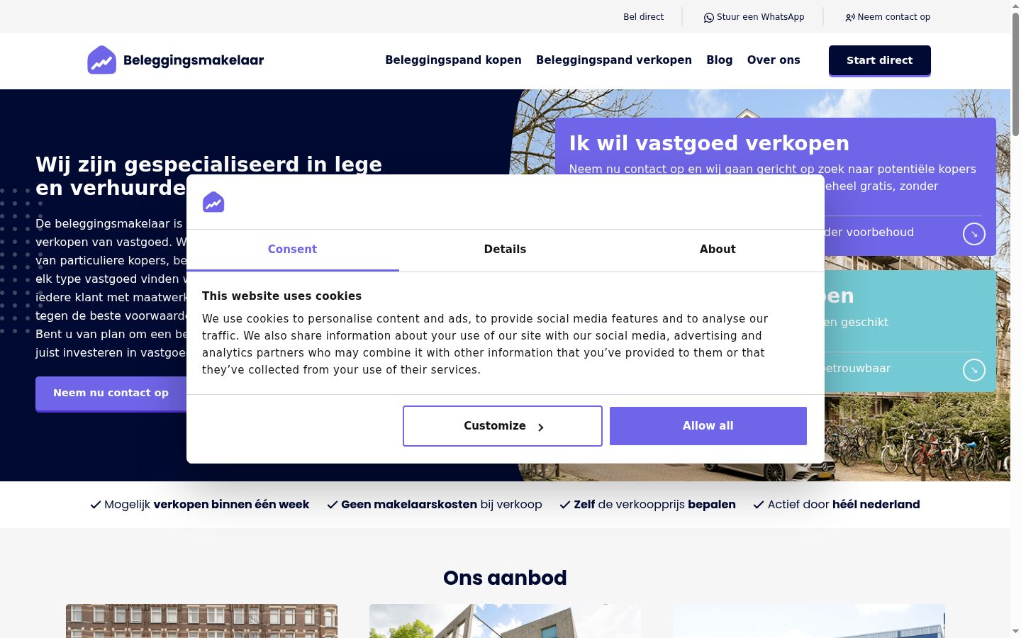 Screenshot of the consent banner shown before any interaction