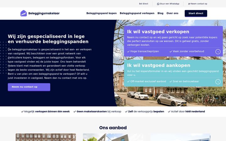 Ekraanipilt saidist beleggingsmakelaar.nl
