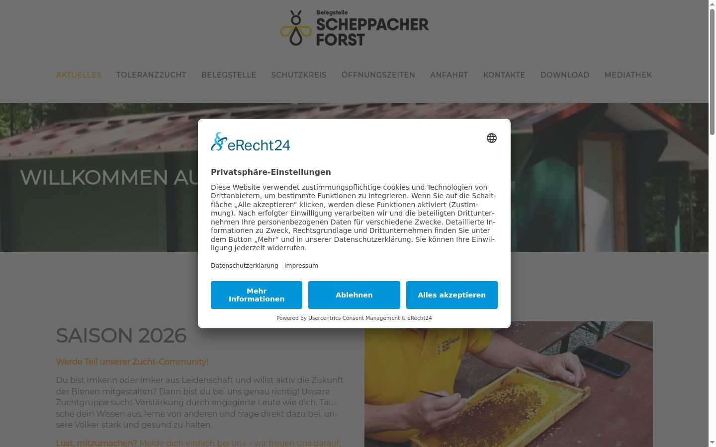 Screenshot van de toestemmingsbanner zoals getoond vóór enige interactie