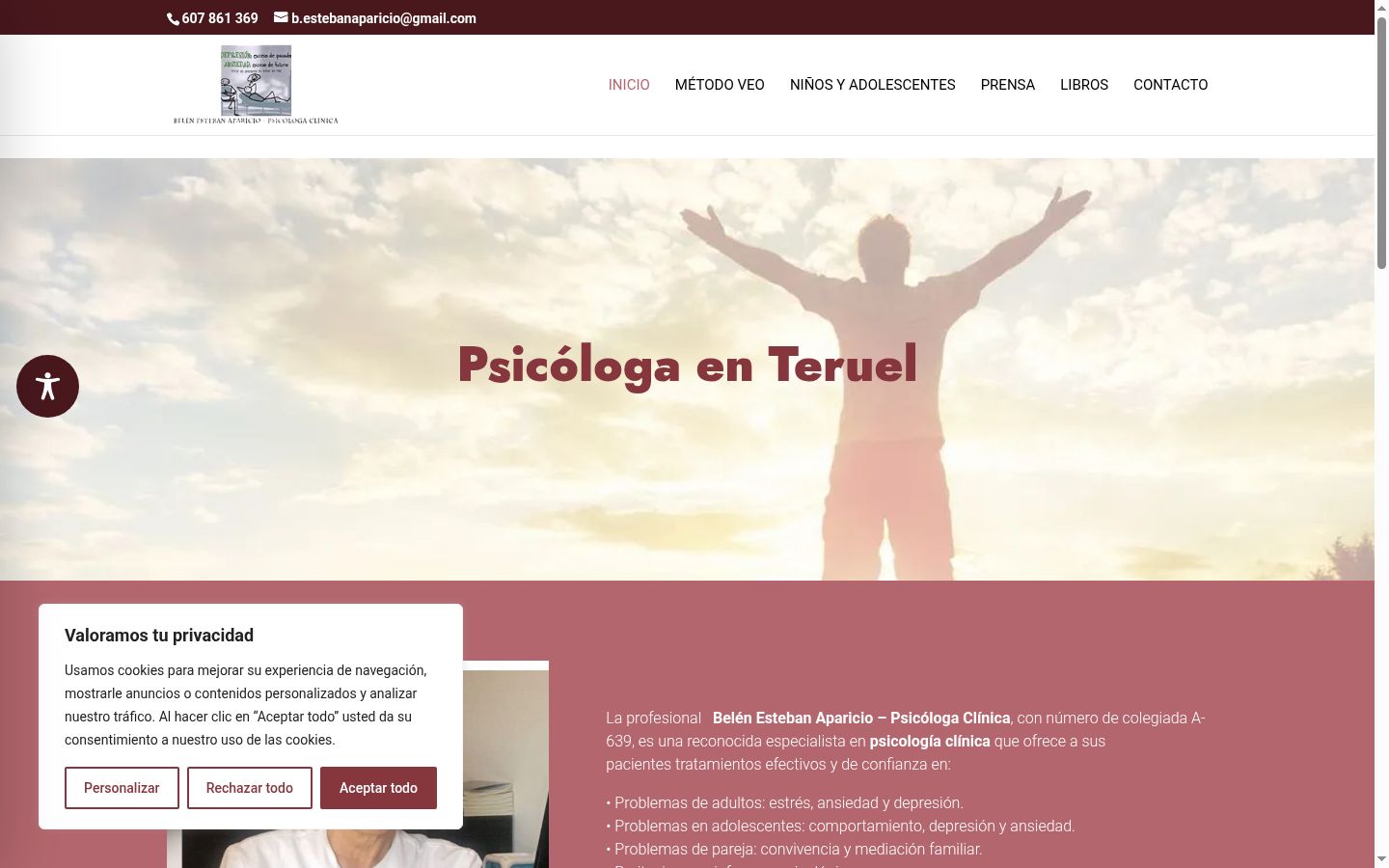 Captura de ecrã do banner de consentimento apresentado antes de qualquer interação