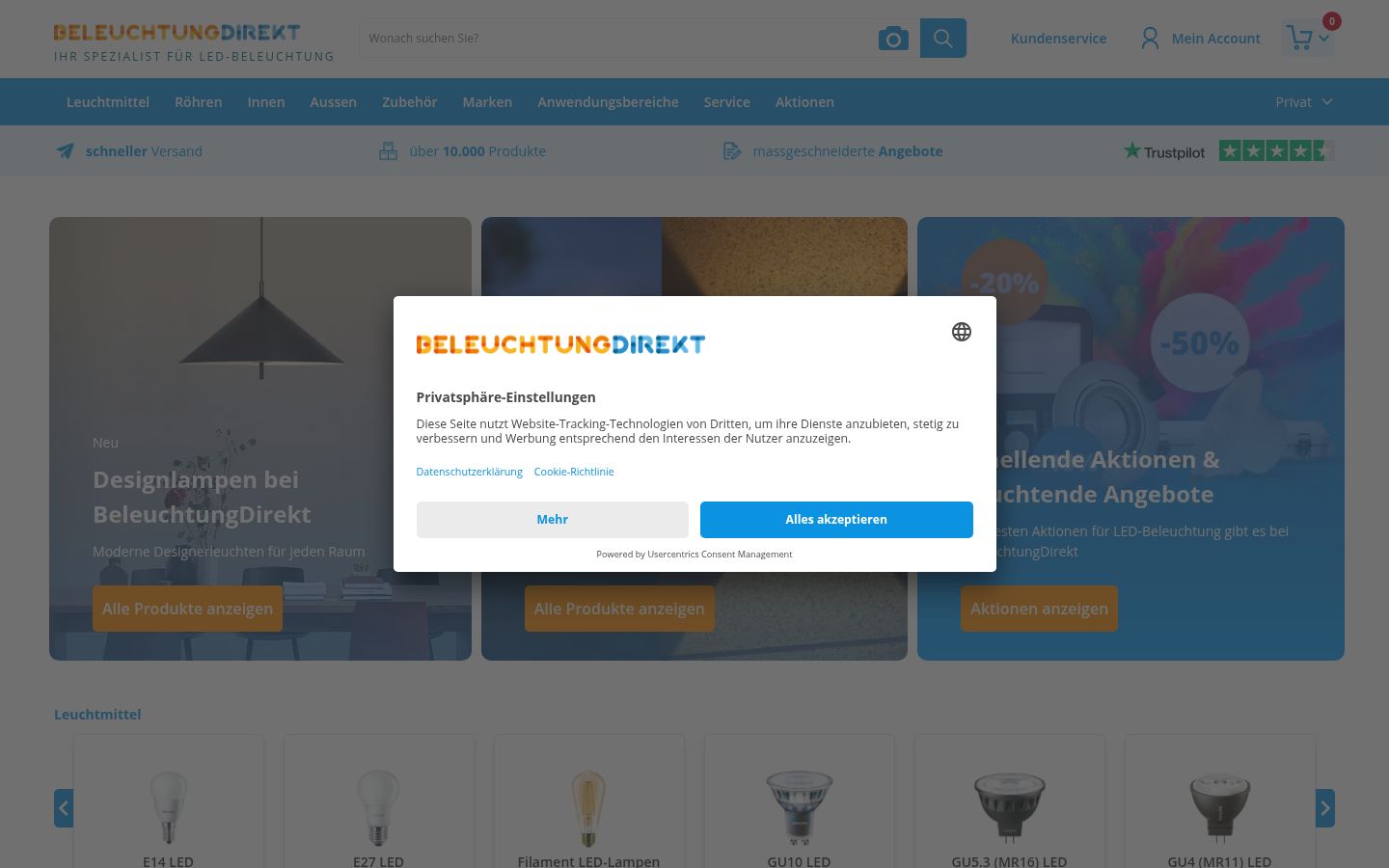 Screenshot of the consent banner shown before any interaction