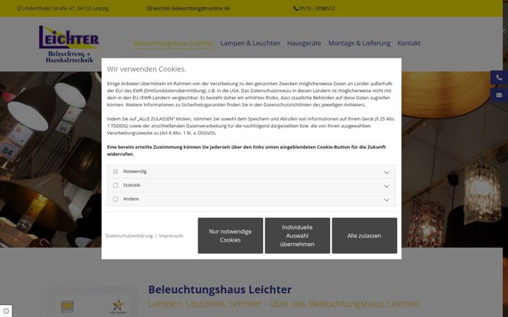 Snimka zaslona za beleuchtungshaus-leichter.de