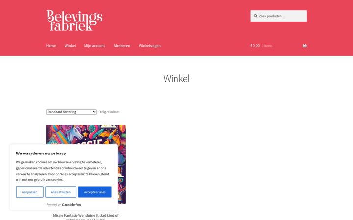 Screenshot of belevingsfabriek.shop