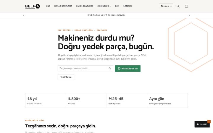 Screenshot of belfamakine.com