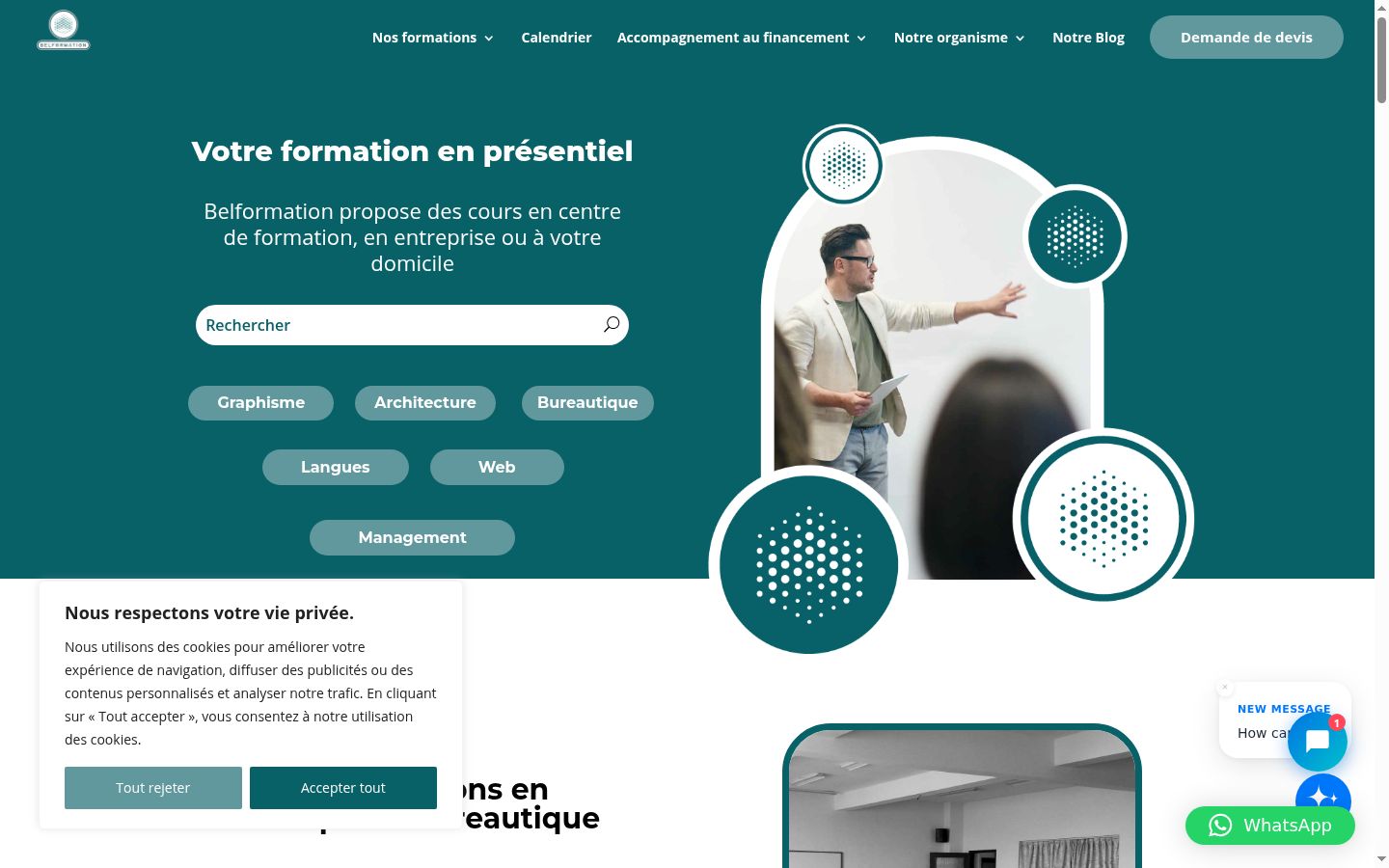 Capture d'écran de la bannière de consentement affichée avant toute interaction