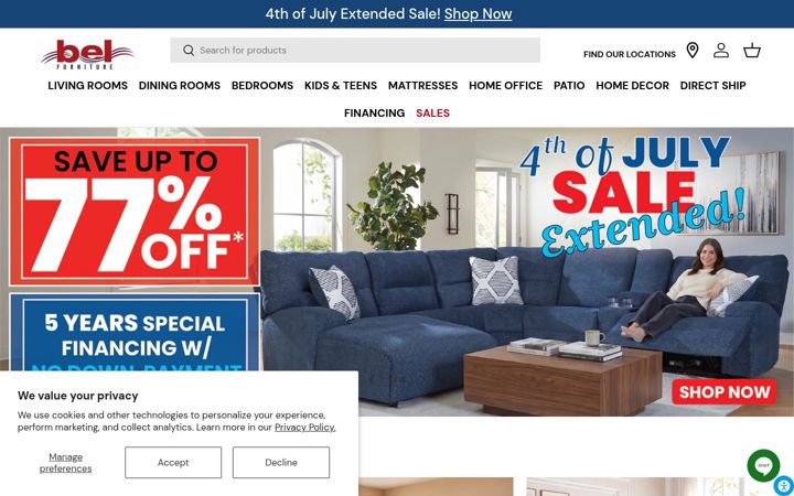 Screenshot of belfurniture.com