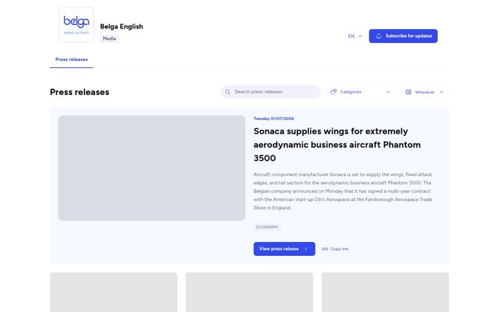 Screenshot of belganewsagency.eu