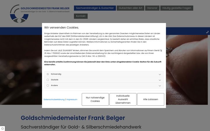 Screenshot of belgergoldschmiede.de