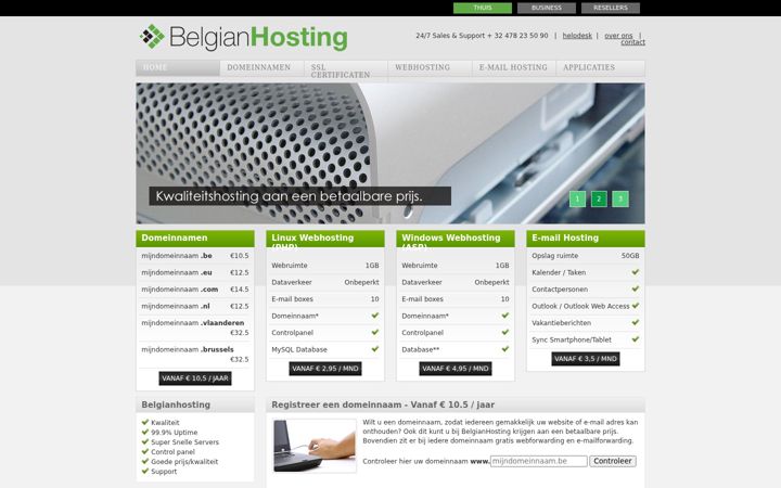 Screenshot of belgianhosting.be