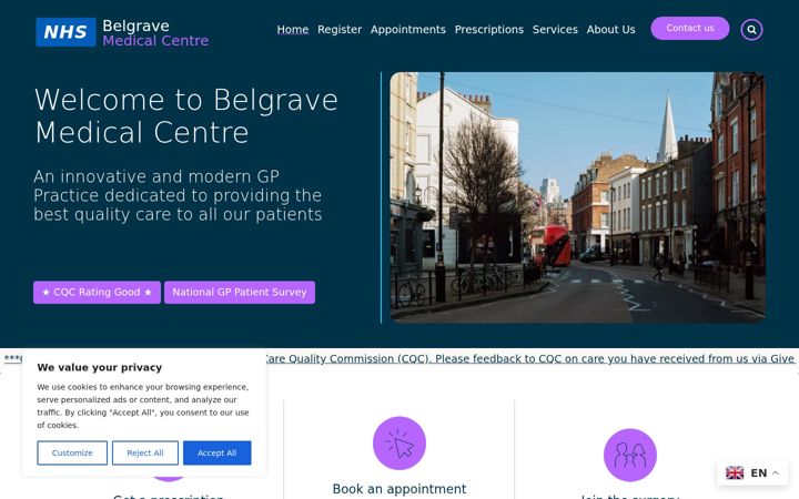Screenshot of belgravemedical.co.uk