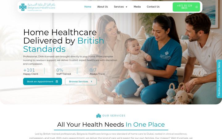 Screenshot of belgraviahealthcare.ae